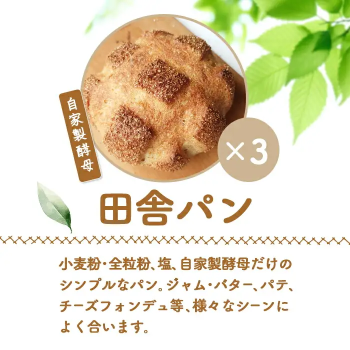 【ニセコ町】奥土農場の田舎パン 3個セット（自家製酵母）【42005】