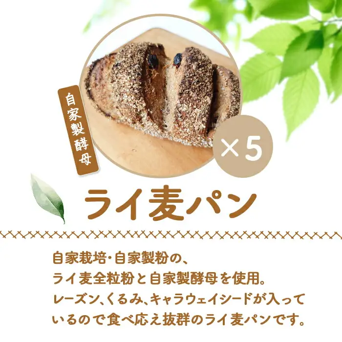 【ニセコ町】奥土農場のライ麦パン 5個セット（自家製酵母）【42007】