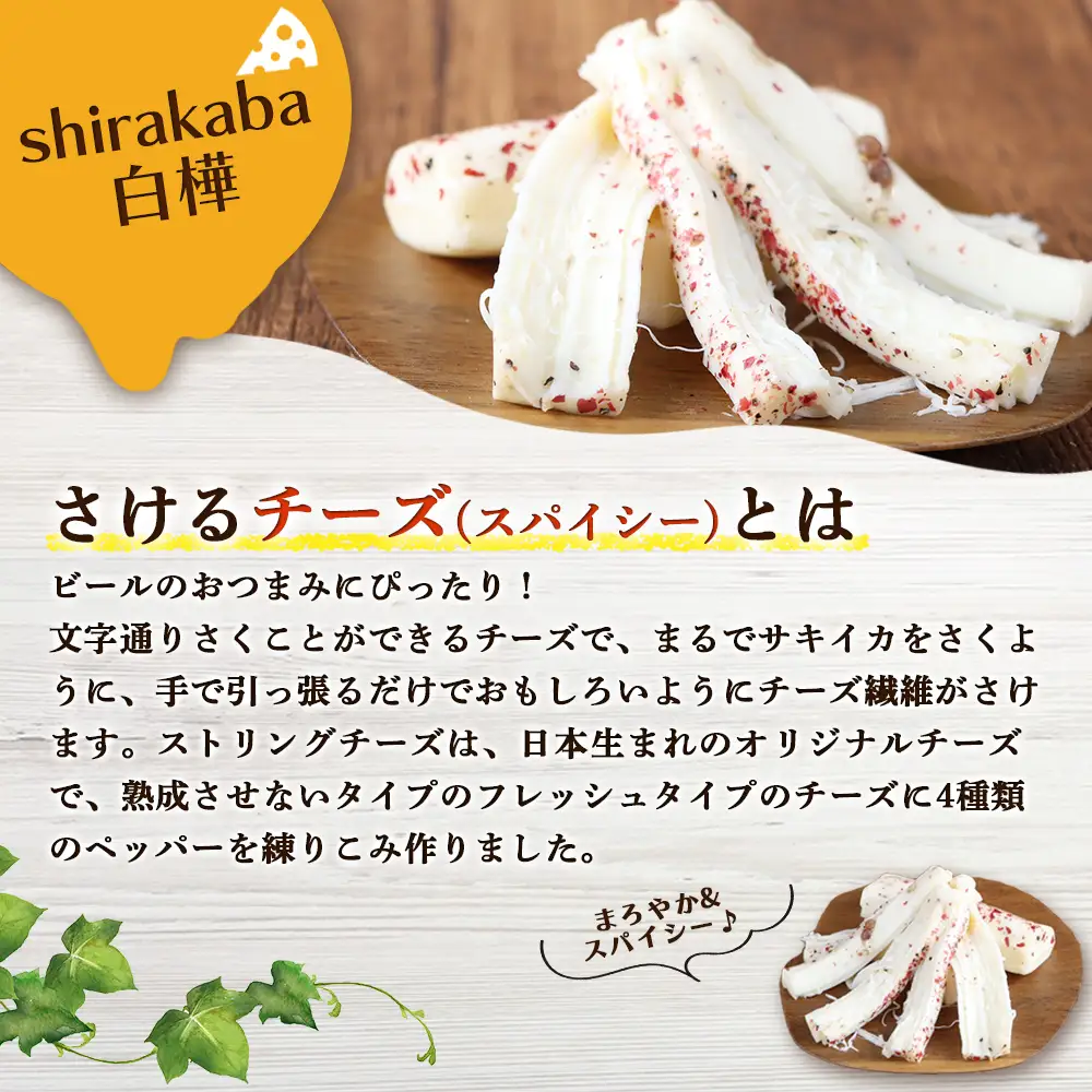 【ニセコチーズ工房】さけるチーズ 二世古 白樺【shirakaba】スペシャルスパイシー 100g×6個　【43007】