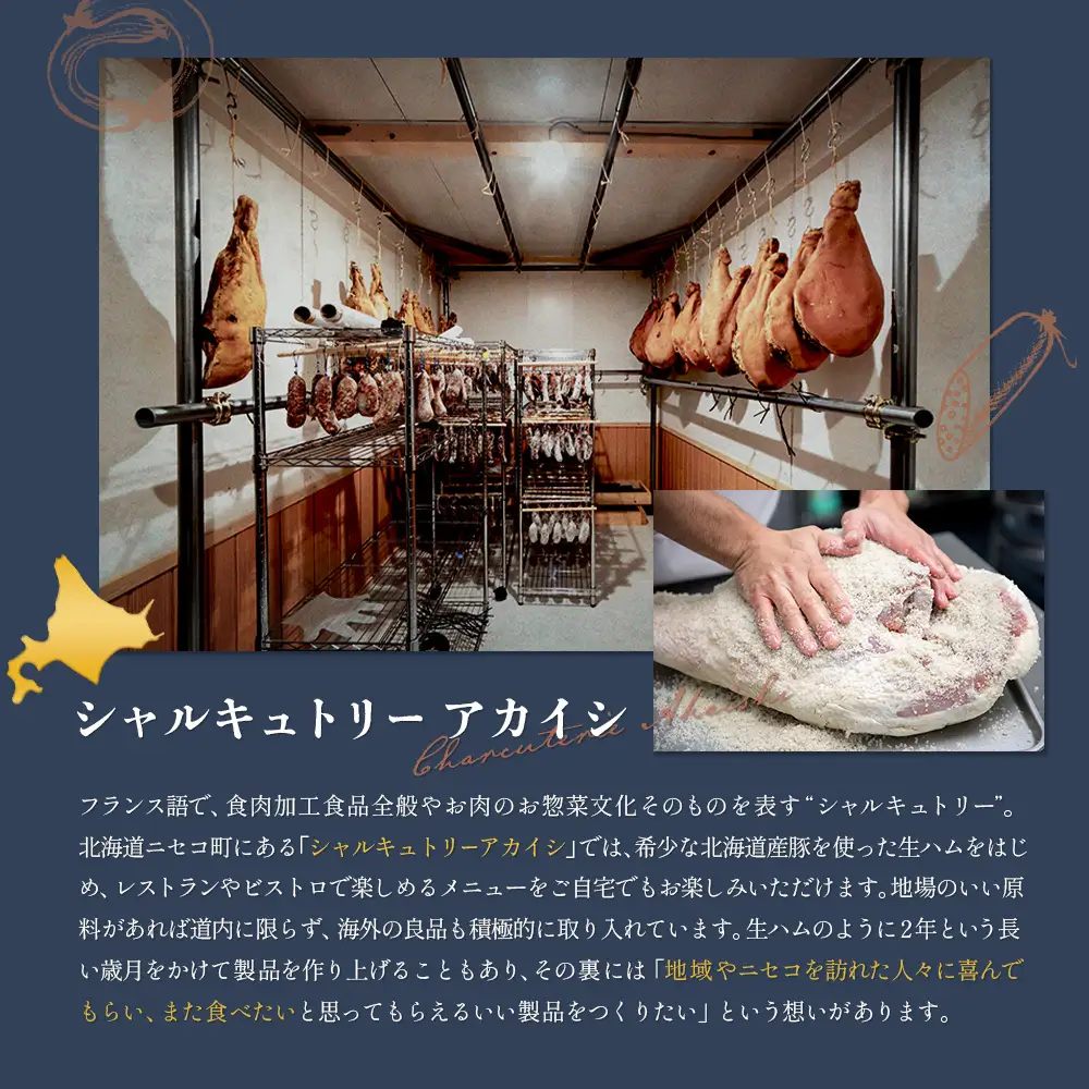 北海道ニセコ町 長期熟成生ハム北海道産ポーク 2袋セット【0410601】