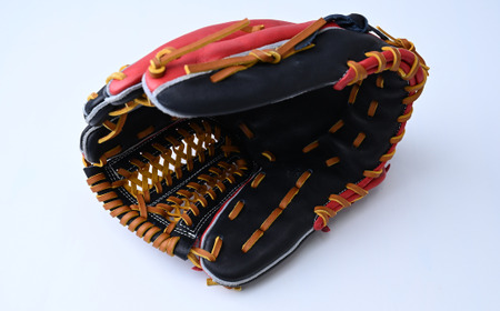 【紺×赤】一富士　軟式グラブ 内野手　オールラウンド用　カラーグラブ　軟式グラブ　池北工房　埼玉県　上尾市
