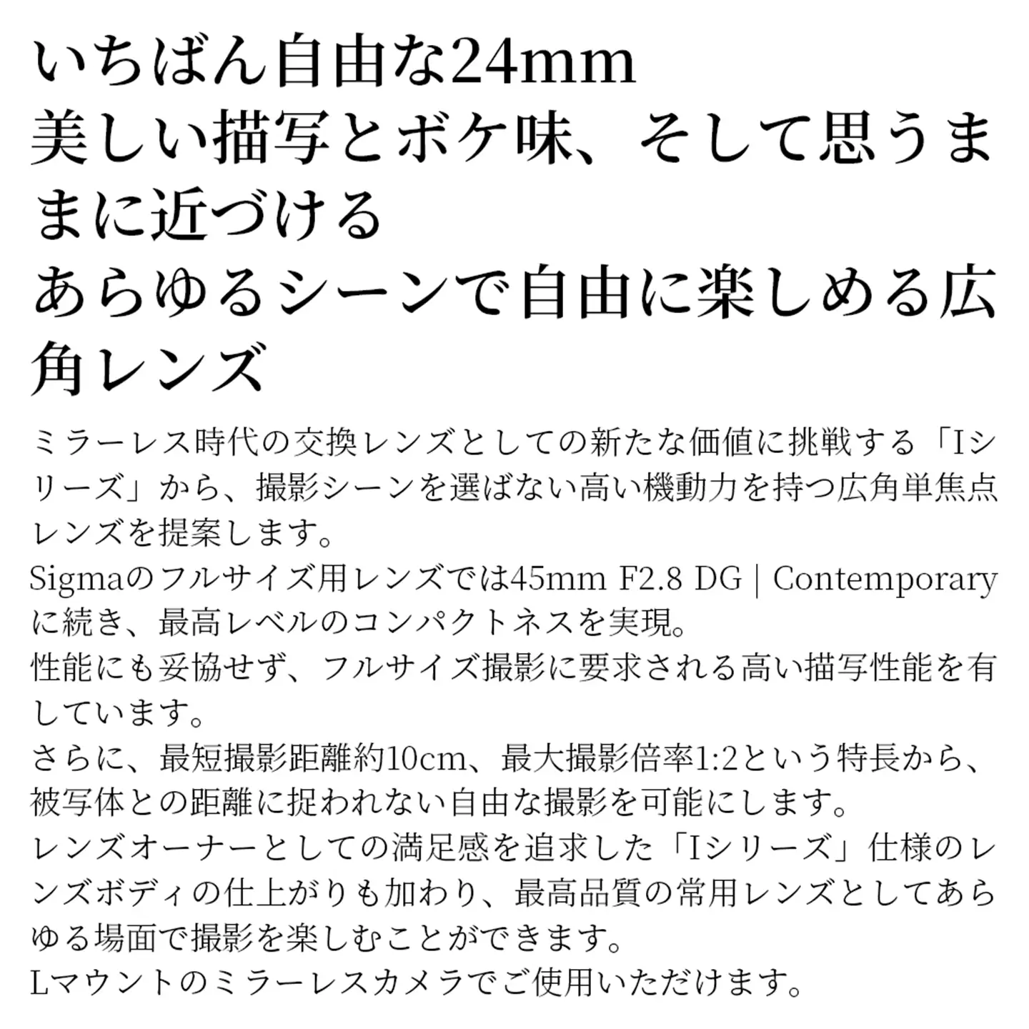 SIGMA 24mm F3.5 DG | Contemporary【Lマウント】（シルバー）
