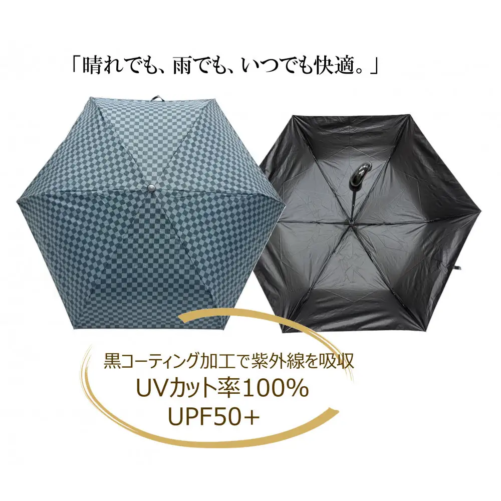 ［ふるさと納税］anon 市松模様  晴雨兼用傘 曙塗り 黒コーティング加工 紀州漆器アンブレラ 和柄 日傘 100％UVカット UPF50+ 折りたたみ傘 ギフト箱入り