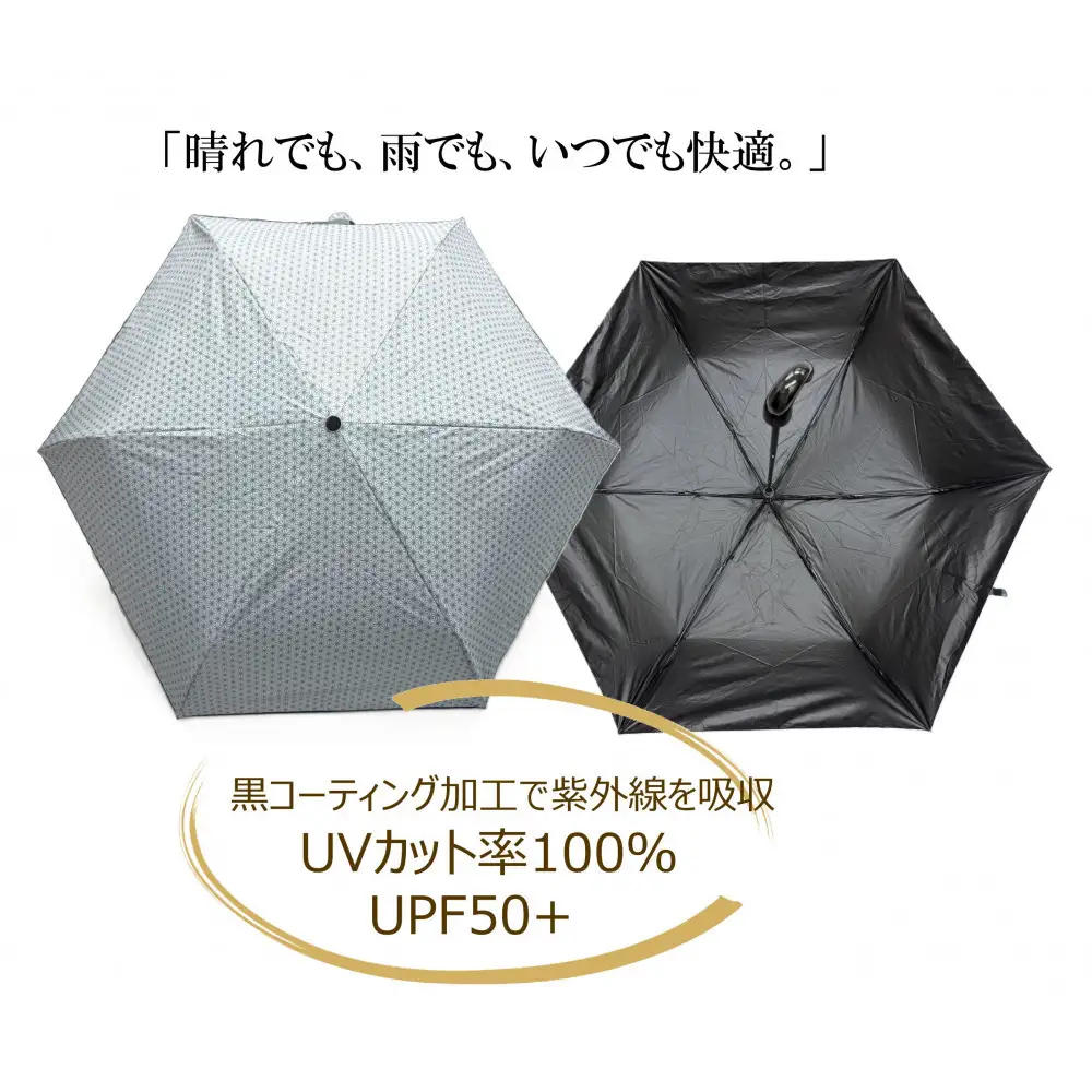 ［ふるさと納税］anon 麻の葉 晴雨兼用傘 曙塗り 黒コーティング加工 紀州漆器アンブレラ 日傘 UVカット率100％ UPF50+ 折りたたみ傘 男女兼用デザイン ギフト箱入り