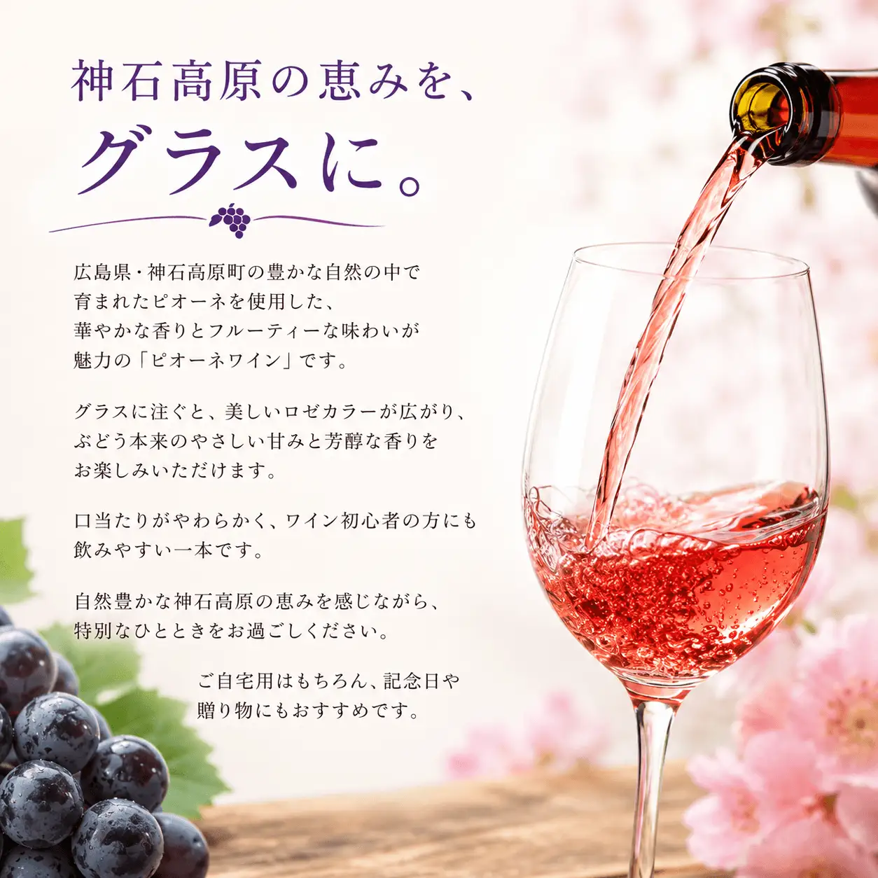 ワイン ロゼワイン ピオーネワイン 神石高原産 750ml 株式会社 神石高原ティアガルテン《30日以内に出荷予定(土日祝除く) 》広島県 神石高原町 酒 洋酒 ワイン ピオーネ 果物 フルーツ ぶどう お酒 ロゼ お取り寄せ