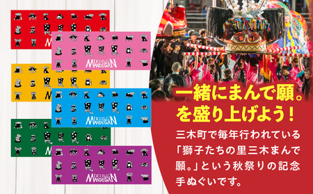 MIKI MANDEGAN 手ぬぐい（緑） | 手ぬぐい イベント 地域の祭り 地域応援 獅子舞 お祭り 香川県 三木町 |_ mk158-011-03