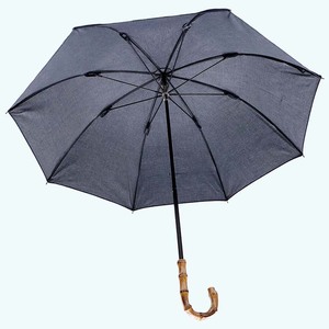 レディース 晴雨兼用傘 ショート長傘 531602 綿デニム 無地 手開き 日本製 ／ まちづくり観光振興機構 男女兼用 デニム 綿素材 シンプル おしゃれ 竹製ハンドル 奈良県 田原本町
