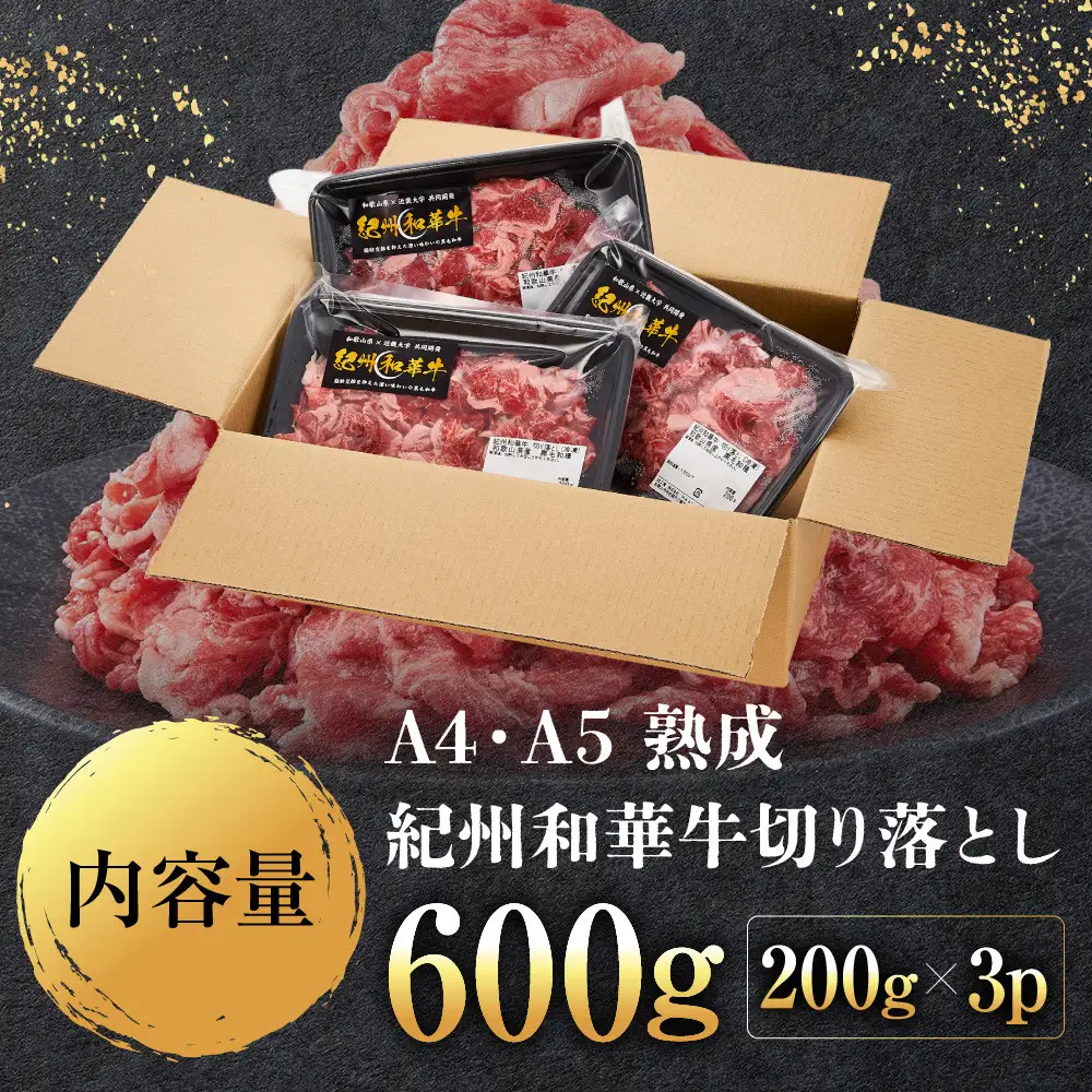 ［A4・A5］熟成紀州和華牛 切り落とし 600g（200g×3P）