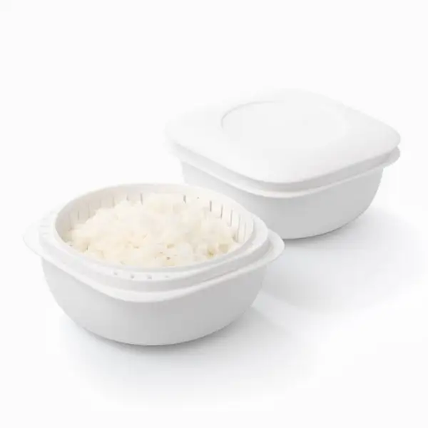 蒸気であたためる冷凍ごはん容器　2個組【4色から好きなカラーを選べる】 クリア / 奈良県 葛城市 容器 プラスチック ライクイット 冷凍ご飯 ザル型【like090-2】