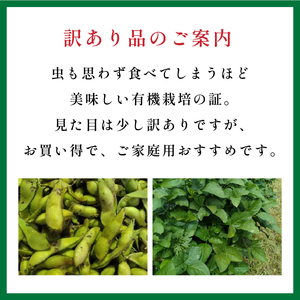 〈訳あり〉 有機枝豆 〈丹波篠山黒枝豆 手選別〉 1kg 枝豆