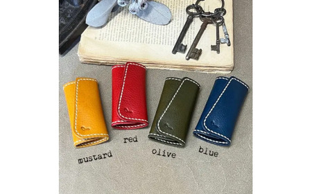 【革小物one】slim key case（スリムキーケース）ブルー BTDN060