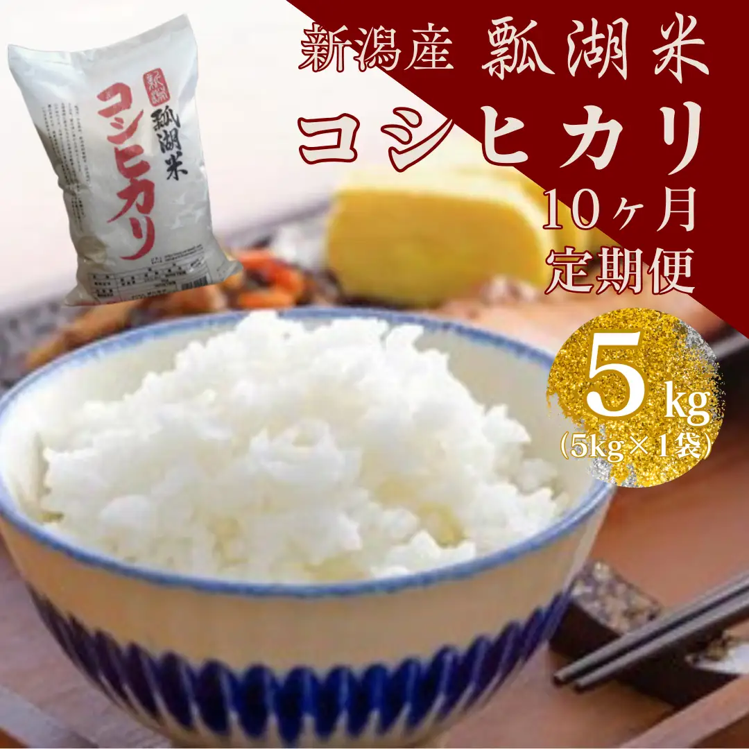 【令和7年産】【10ヶ月定期便】新潟産 コシヒカリ「瓢湖米」 5kg×10回 白米 精米 米 こめ コメ 1N13107