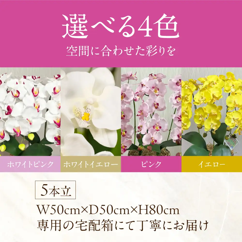 光触媒造花胡蝶蘭 5本立（イエロー)｜胡蝶蘭
