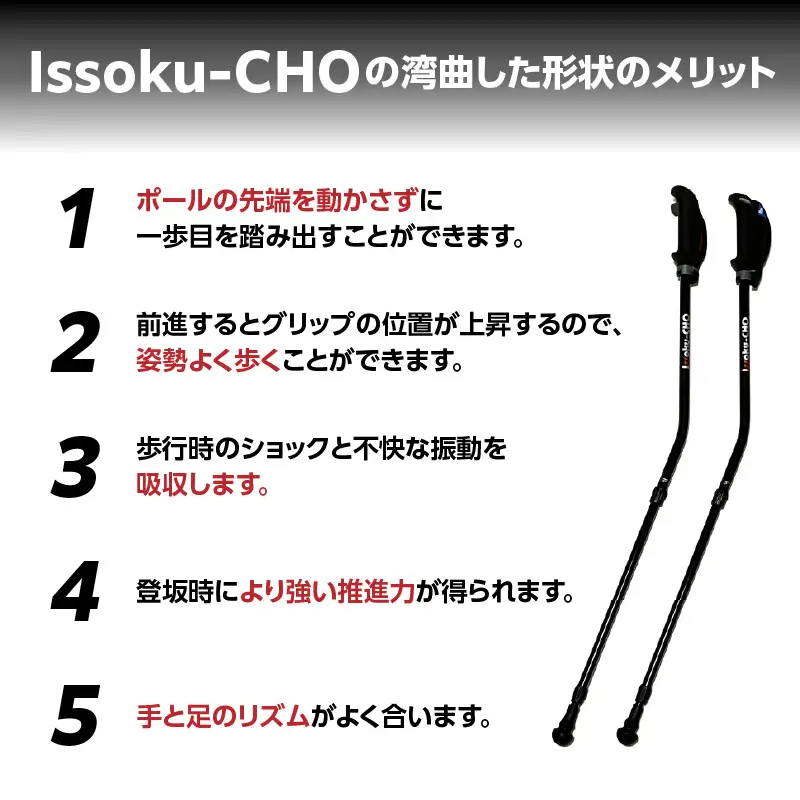 ウォーキング Issoku-CHO（1足長） WG オールブラック 2本1セット R17014