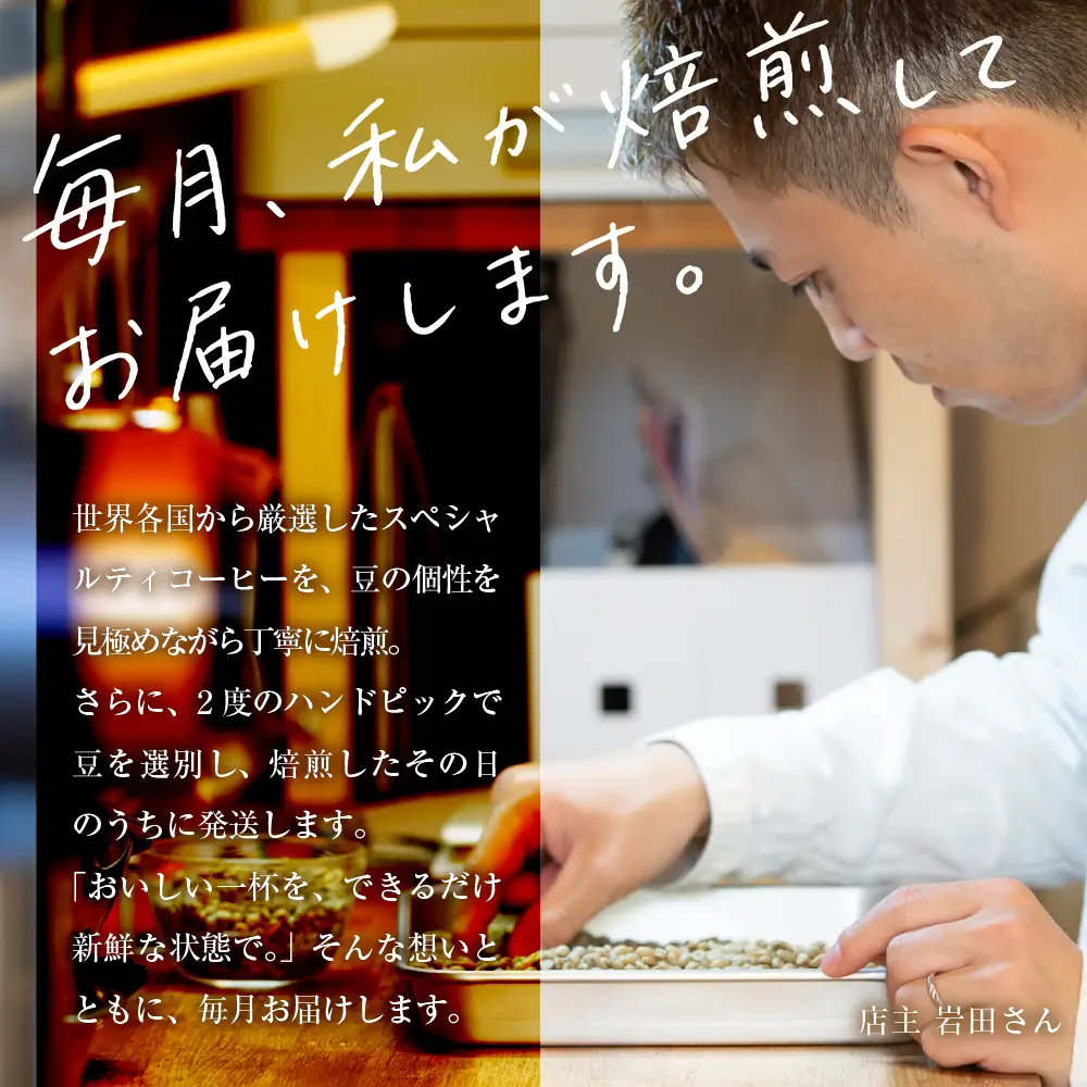 【コーヒー豆定期便12か月】『焙煎幸房“そら”』世界を旅するコーヒー　苦いのは苦手、深煎り抜きコース・粉　200g×1種類