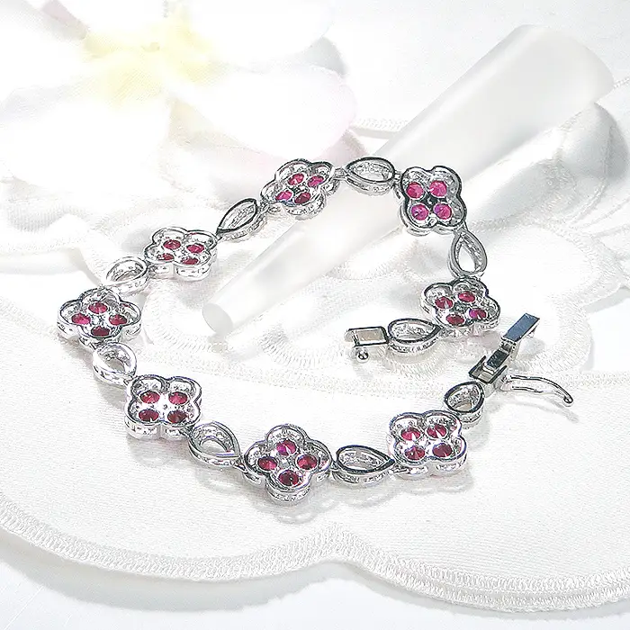 ブレスレット プラチナ PT900 ダイヤモンド 1.8ct ルビー クローバー ドロップ モチーフ テニスブレスレット ゴージャス ダイヤモンドブレス ルビー 7月 誕生石 四つ葉 豪華 レディース 【f291-rd-pt】 ALPAZ175