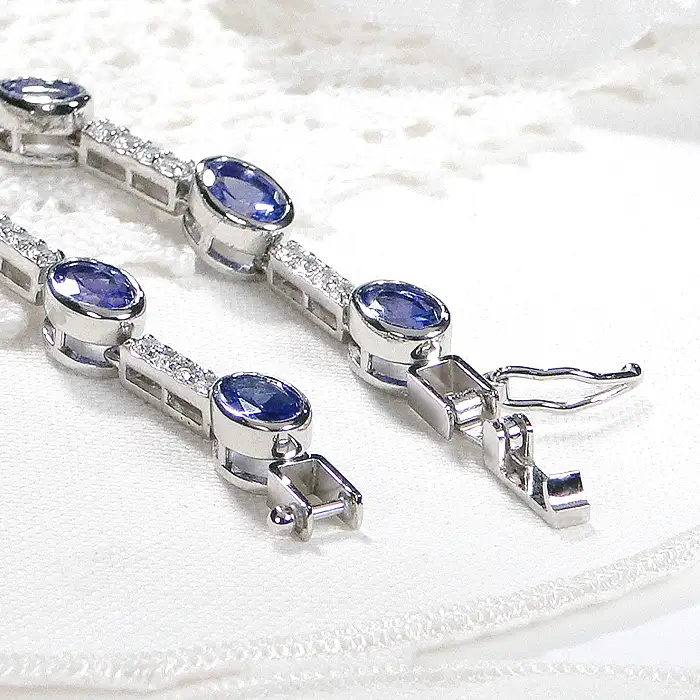 ブレスレット プラチナ Pt900 ダイヤモンド 0.8ct タンザナイト エリプス ステーション ダイヤブレスレット ゴージャス 楕円 タンザナイトブレスレット 12月 誕生石 豪華 レディース【f294-ta-pt】 ALPAZ179