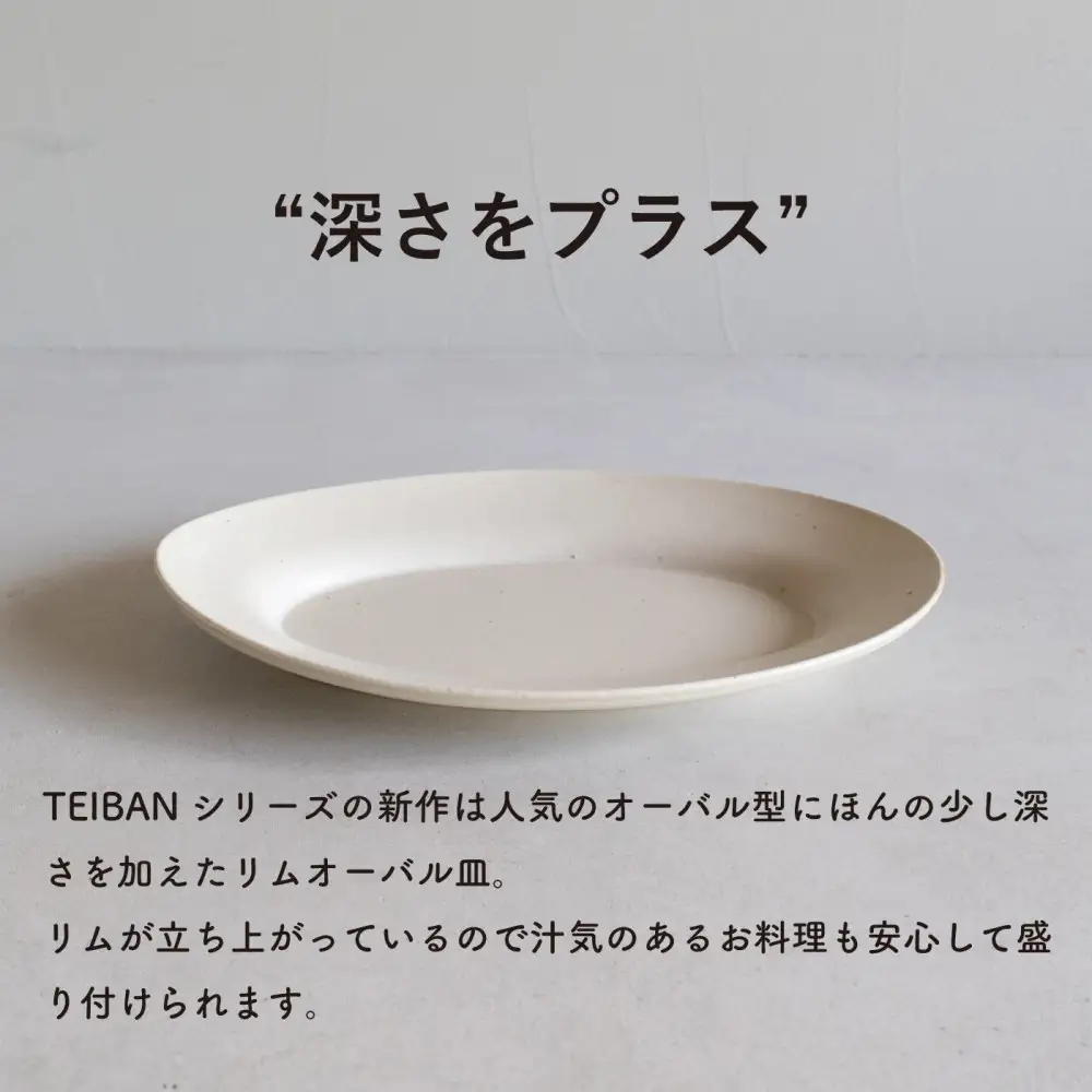 【信楽焼・明山】リムオーバル皿 L（生成り）s18-di19-A7