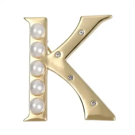 【RoseYumiRose】イニシャルパールブローチペンダント『K』【1675843】