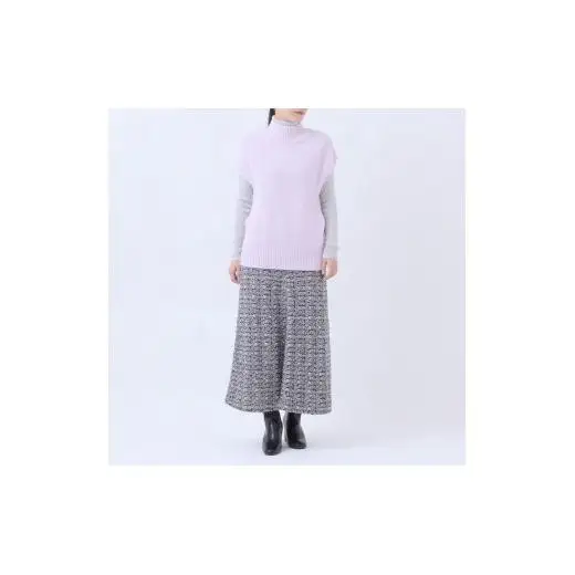ルーエンローズ カシミヤ ビルドネックジレ（ラベンダーピンク） RU2311-04