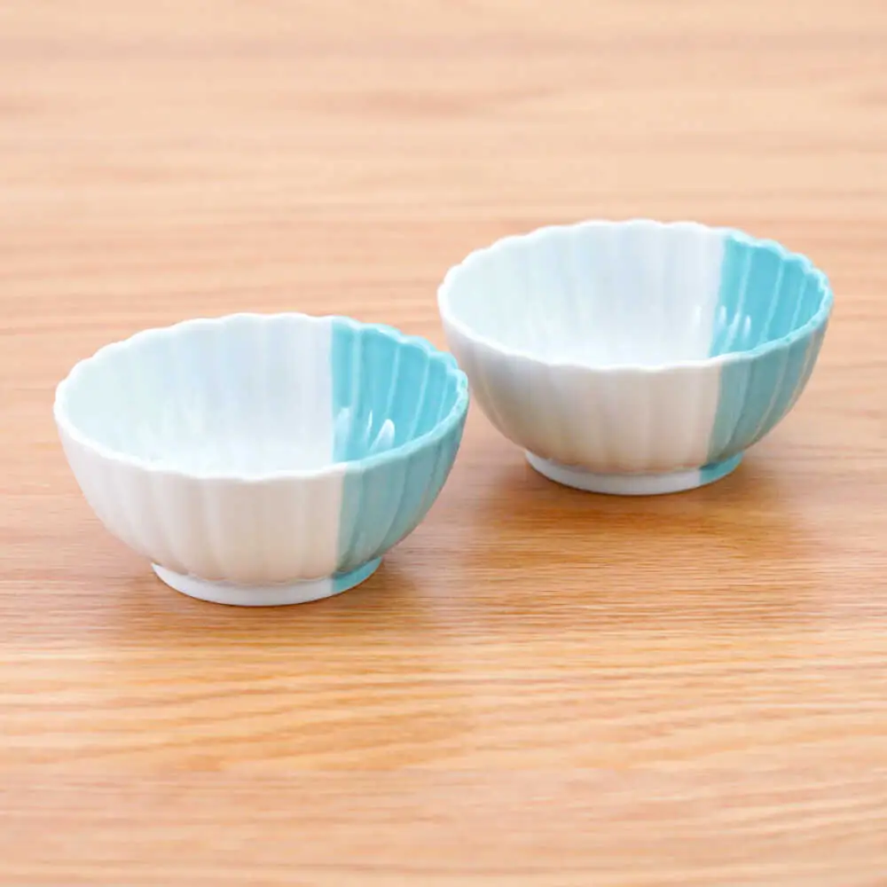【波佐見焼】花しのぎ 丸小付 ハーフカラー ミント 2個セット【団陶器】[PB200]