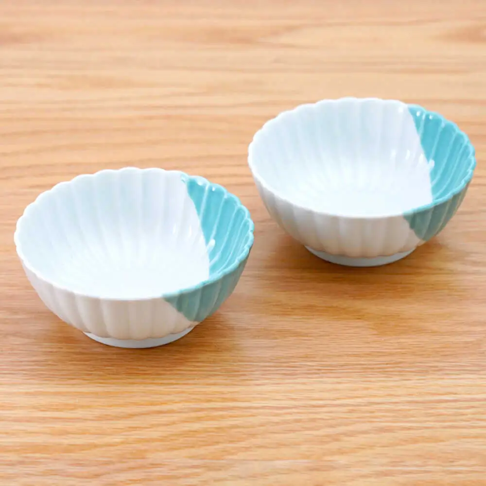 【波佐見焼】花しのぎ 小鉢 ハーフカラー ミント2点セット【団陶器】[PB204]