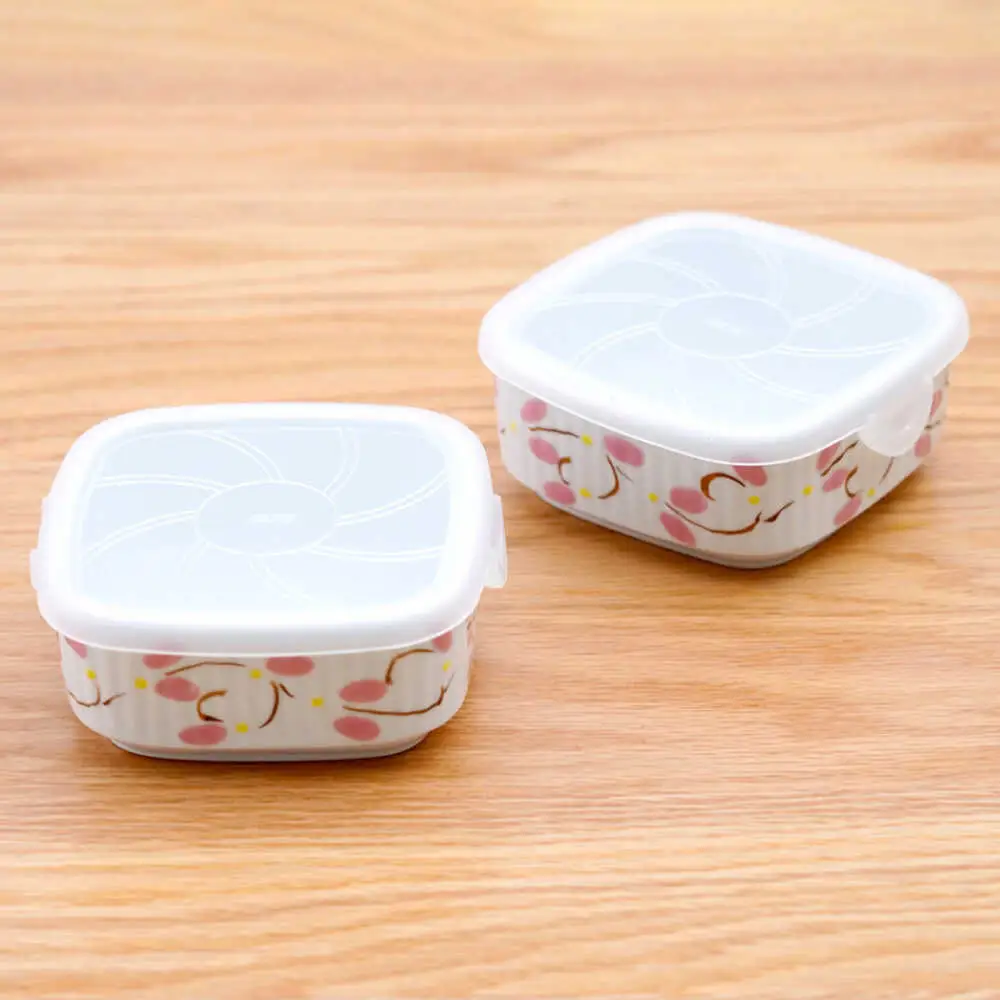 【波佐見焼】角パック 唐草 ピンク 2個セット【団陶器】[PB214]