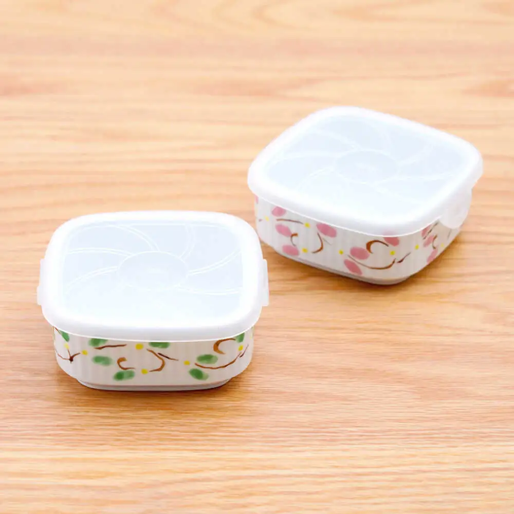 【波佐見焼】角パック 唐草 ペア 2色セット グリーン・ピンク【団陶器】[PB216]