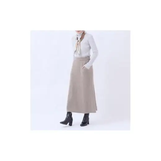 ルーエンローズ カシミヤ Ａラインスカート（ブラウン Lサイズ）　RU2311-05