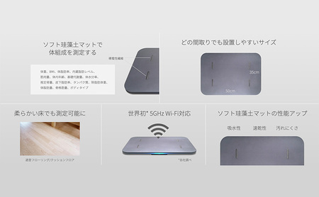 Smart Bath Mat（スマートバスマット）体組成計モデル 体重管理 体重計 スマホ連動 ソフト珪藻土マット 健康管理 ヘルスケア 速乾 ダイエット ベビー チャイルド ペット