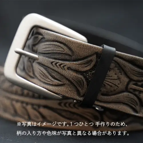 牛革ベルト（アンティーク・黒染め）【太さ40mm / 厚さ3.7mm / L(130cm)】　牛革 父の日 手作り ベルト 革製品 [BE002ya-L]