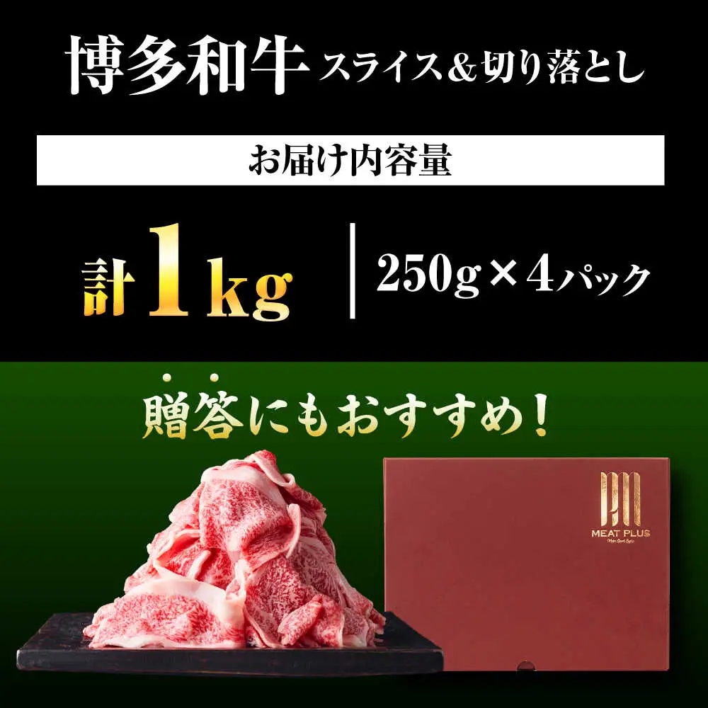 【A4-A5】博多和牛 大判霜降り 贅沢切り落とし 1kg (250g×4P) [BGAB111]