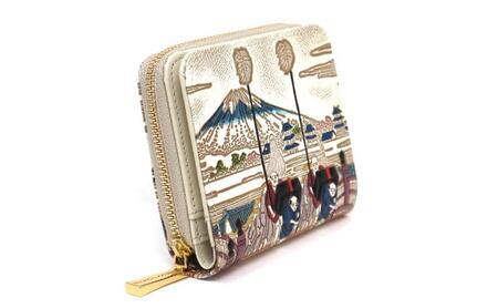 【文庫屋大関】二つ折りファスナーミニ財布 日本橋【皮革工芸品】財布 二つ折り 小物 お札 カード 小銭 コンパクト 牛革 手作り 日本製 墨田区 東京都