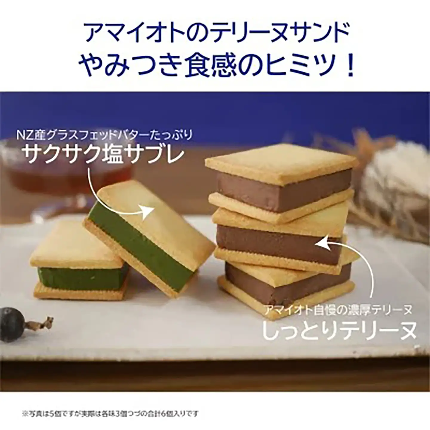テリーヌ アマイオトの濃厚抹茶テリーヌサンド3個＆芳醇ショコラテリーヌサンド3個