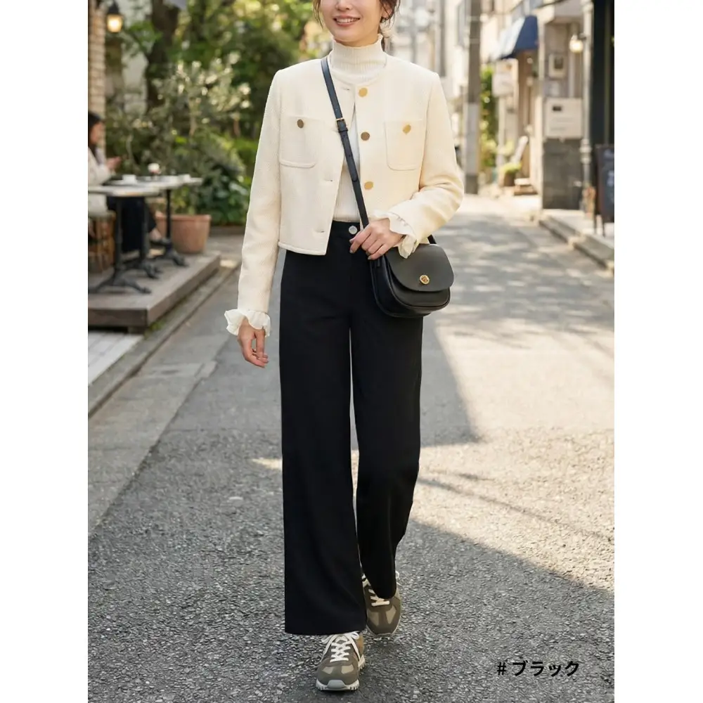 【B-THREE/ビースリー】ストレッチ×ジーンズ 本格デニム見えのワイドパンツ(770437)