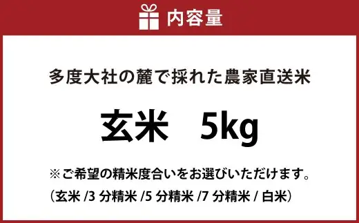 車久米穀販売 多度大社の麓で採れた農家直送米 玄米 5kg 【選べる精米度合い】 玄米 げんまい コシヒカリ こしひかり 米 こめ お米 おこめ ご飯 ごはん 贈り物 ギフト おすすめ 国産 令和七年産