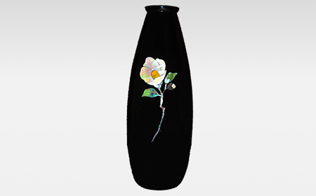 金胎漆器花器（萌型）「椿白」螺鈿入 高岡銅器 民芸品 工芸品 雑貨 日用品  FAD-0060
