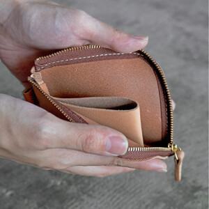 栃木レザー使用｜やわらか本革Lジップミニ財布｜Lzip wallet small 02｜オリーブ｜minca（全7色）