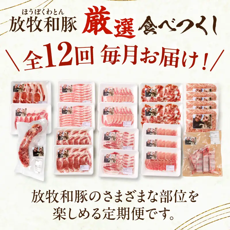 【全12回】《放牧和豚》厳選食べつくし定期便 豚 豚肉 ロース トンテキ スライス 肩ロース ロース スライス 焼肉 焼き肉 バラスライス バラ肉 しゃぶしゃぶ モモ肉 薄霧 すき焼き ミンチ 挽肉 挽き肉 ひき肉 こま 豚こま スペアリブ ヒレ 豚ヒレ