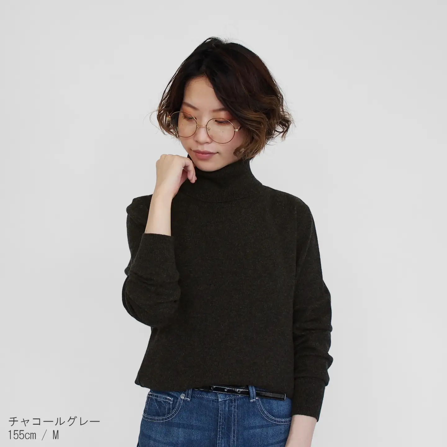 【先行予約】セーター カシミヤ100% タートルネック チャコールグレー M | カシミヤ ニット 長袖