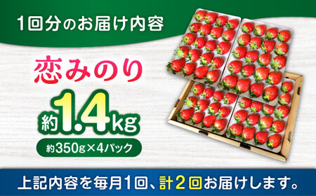 【2回定期便】 【先行予約】いちご 恋みのり 百花園ファーム 約1.4kg（約350g×4P）20粒/P Lサイズ 【亀井通産 株式会社】[AYBQ083]