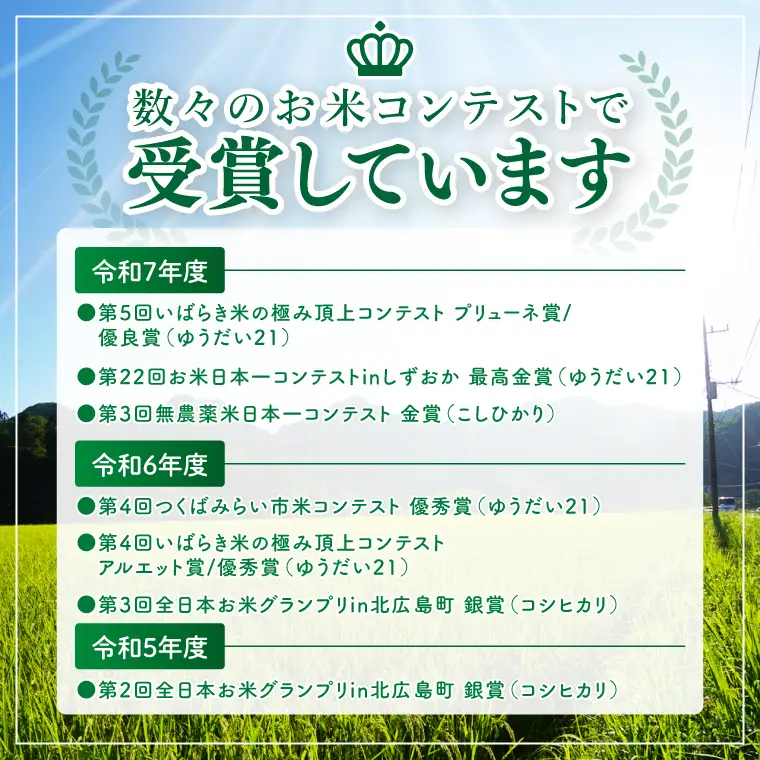【金賞農家が栽培した家庭用米】立神米「ゆうだい21」5kg（白米）令和8年産 【谷田部農産】｜茨城県 大子町 米 コンテスト 受賞 生産者 大子産米 産地直送 令和8年産（BT074）