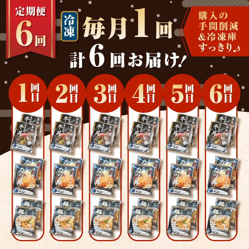 【 全6回 定期便 】鹿児島 の 丼 の 具 3種セット（2人前） K258-T05_02b 肉 豚肉 牛肉 惣菜 総菜 冷凍