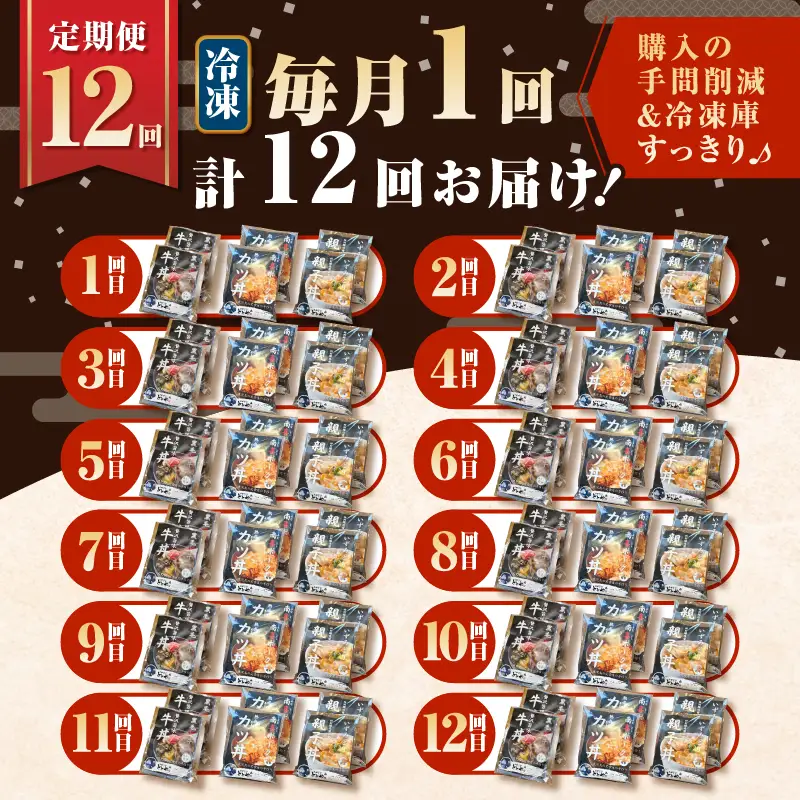 【 全12回 定期便 】鹿児島 の 丼 の 具 3種セット（2人前） K258-T05_02c 肉 豚肉 牛肉 惣菜 総菜 冷凍