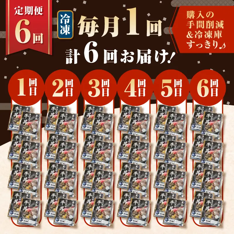 【 全6回 定期便 】黒毛姫牛 贅沢旨味 牛丼 の 具（8食分） K258-T08_08a 肉 牛肉 惣菜 総菜 冷凍