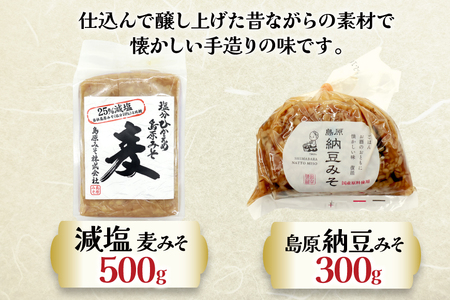 BJ474 減塩麦みそ 500g 島原納豆みそ 300g
