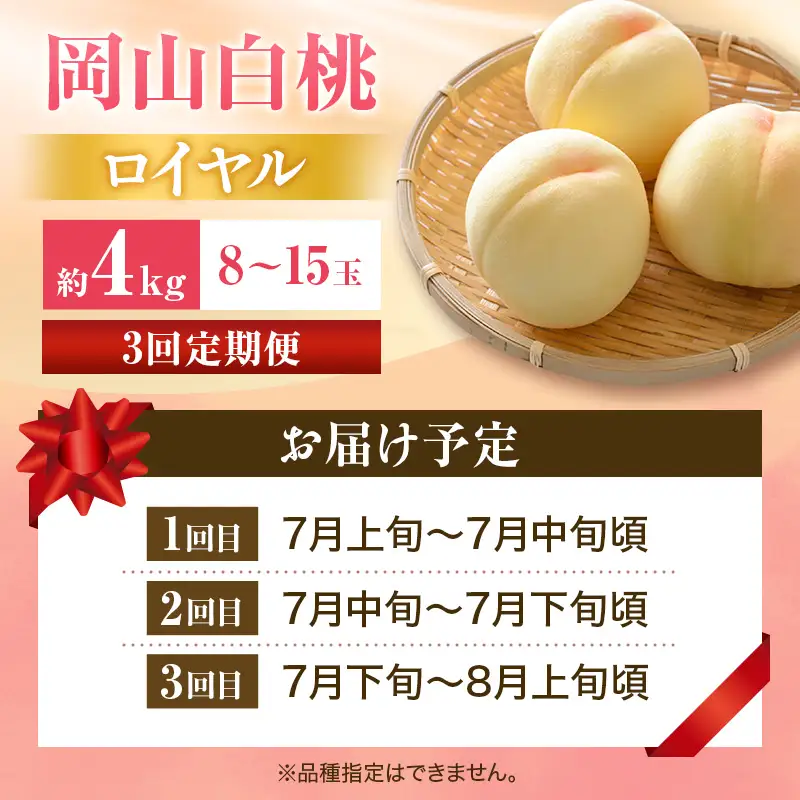 【2026年先行受付】 白桃 3回 定期便 特秀 ロイヤル 大玉  岡山県産 桃
