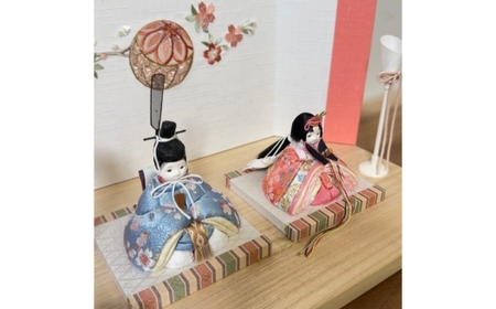 雛人形のminicola rico美琴（みこと） 木目込み親王飾り雛人形　木台　鞠刺繍屏風セット