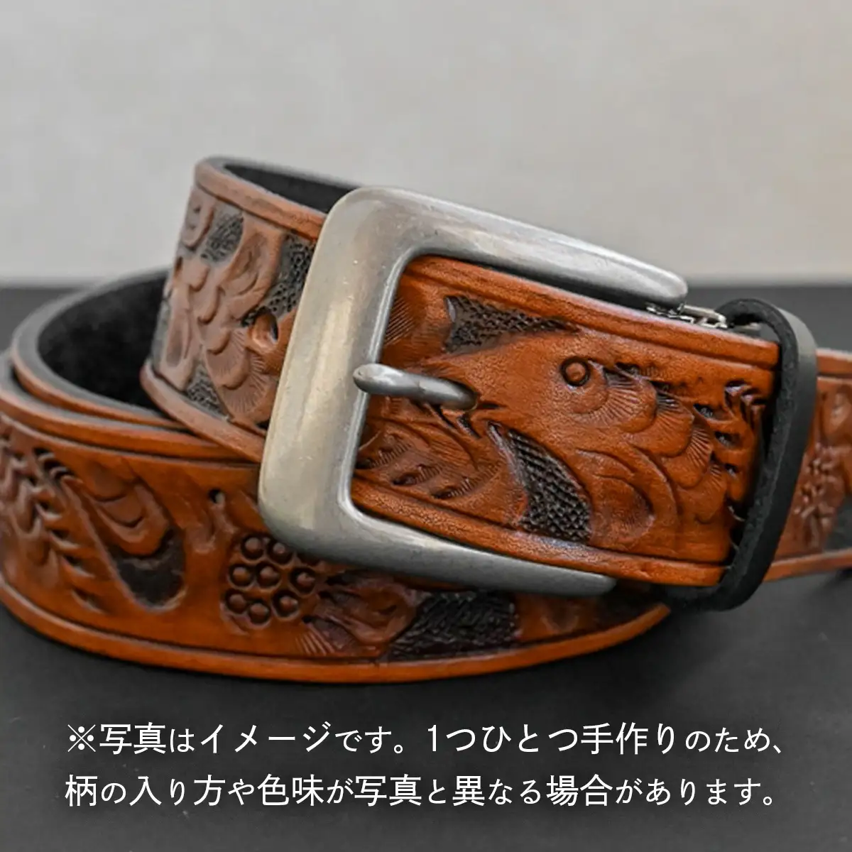 牛革ベルト アンティーク焦茶染め+黒【太さ35mm / 厚さ3.7mm / L(130cm)】 [BE036ya-L]