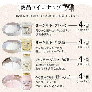 ＜３ヶ月連続お届け 定期便＞ 牧場直送 サゴタニ牧農 ヨーグルト16個（4種×4）セット | ヨーグルト